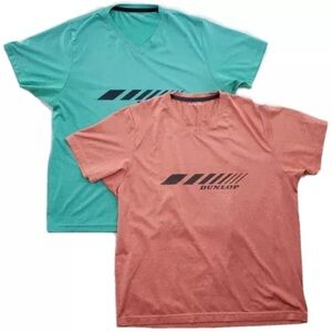 Dunlop Graphic Performance SS T Shirts Men Athletic Bundled Lot (2) Mint Coral